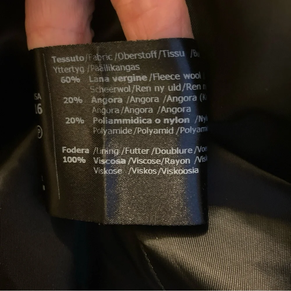 Cinzia Rocca Women’s Black Wool Angora Collared Walking Dress Coat Size 16 US - Picture 10 of 16